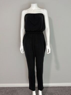 NWT M Medium Strapless Black Jumpsuit with Elastic Waist